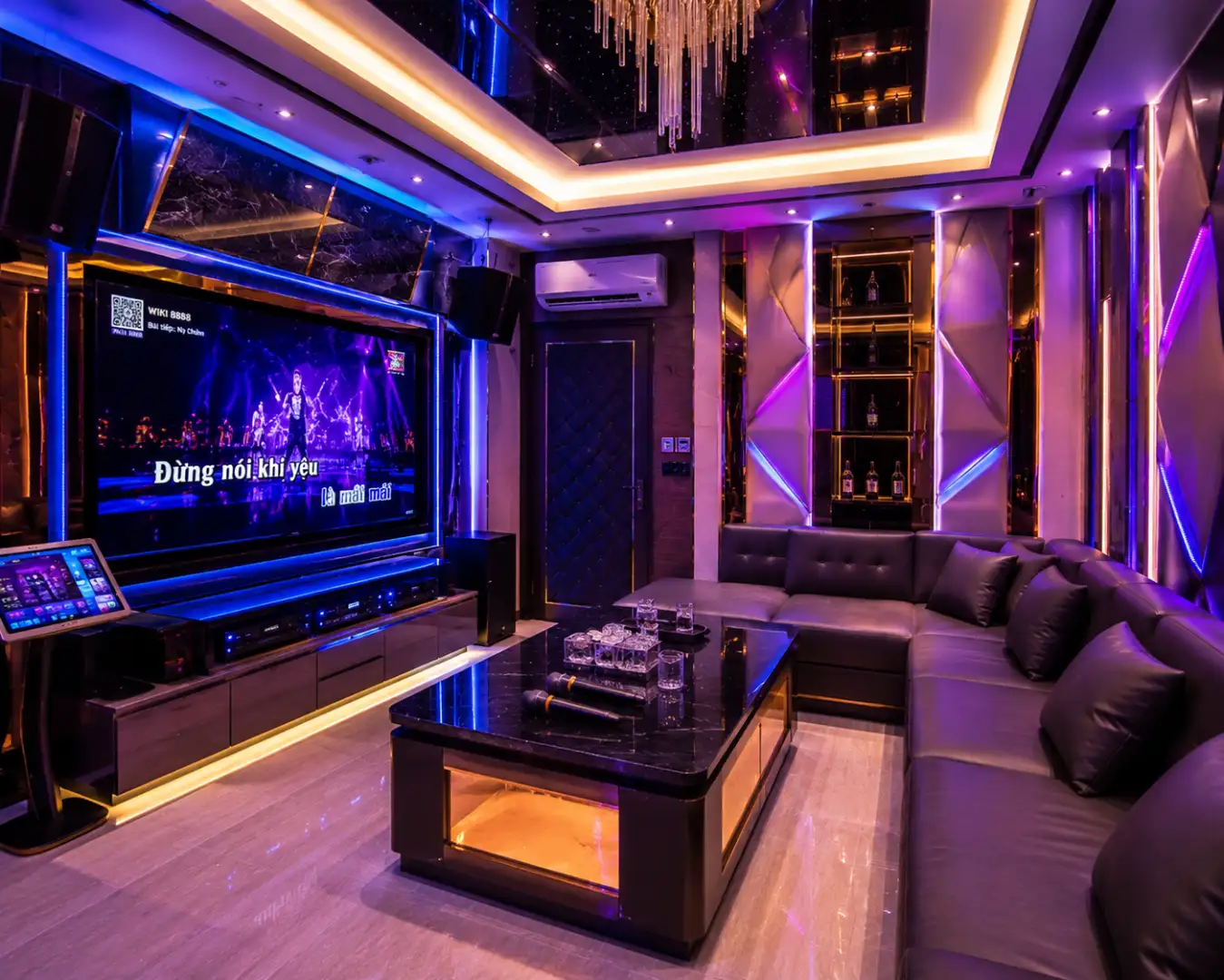 Phòng karaoke cao cấp với hệ thống ánh sáng thông minh
