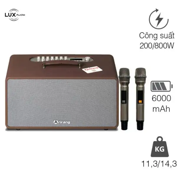 Loa Arirang MB2 Pro+ Plus – Công Suất 200W, Bass 16.5cm, Kèm 2 Tay Mic